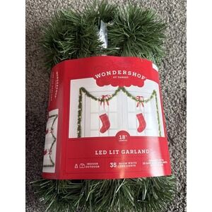 Wondershop 18ft LED Lit Garland WARM WHITE Lights Christmas Indoor/Outdoor